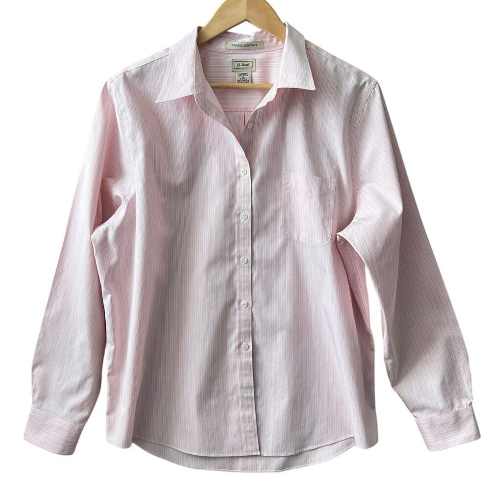 L.L. Bean Pink Striped Blouse